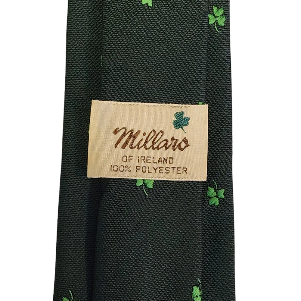 Vintage Millars Shamrock Green Tie Pre Owned Condition - Picture 4 of 6